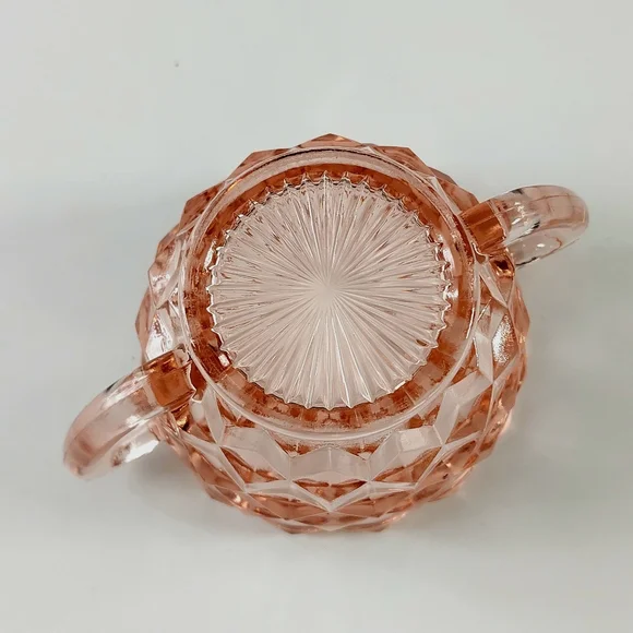 Vintage Jeannette Cube Pink Depression Glass Open Sugar Bowl - Picture 6 of 6
